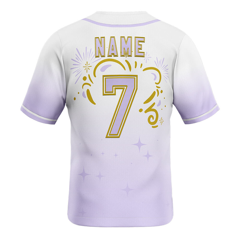 Dreamy Lavender Custom Baseball Jersey 3D back
