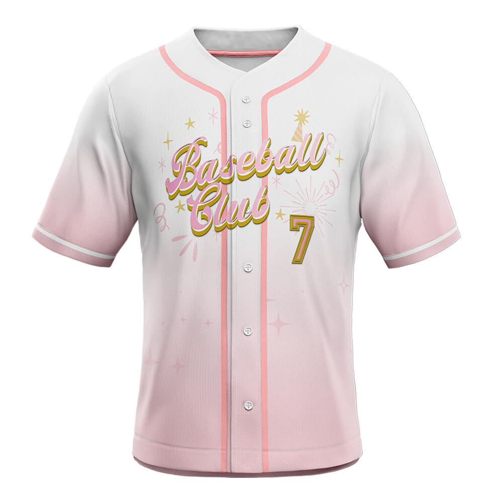 Dreamy Pink Custom Baseball Jersey front view