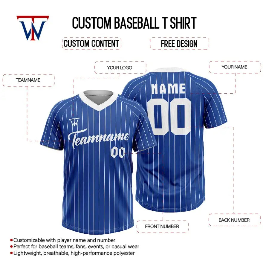 Custom Blue-White Pinstripe Throwback Baseball Jersey