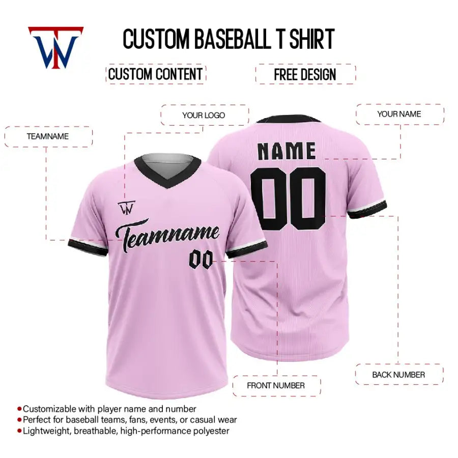 Custom Black-Pink Throwback Baseball Jersey