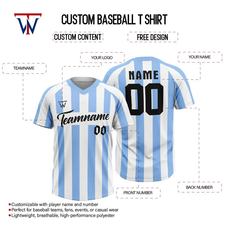 Custom Blue-White Stripe Throwback Baseball Jersey