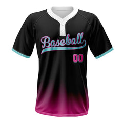 Magenta Custom Two-Button Baseball Jersey