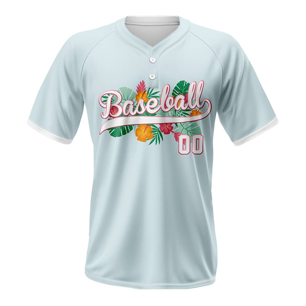 Floral Custom Two-Button Baseball Jersey