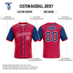 Retro Colorblock Custom Full Button Baseball Jersey