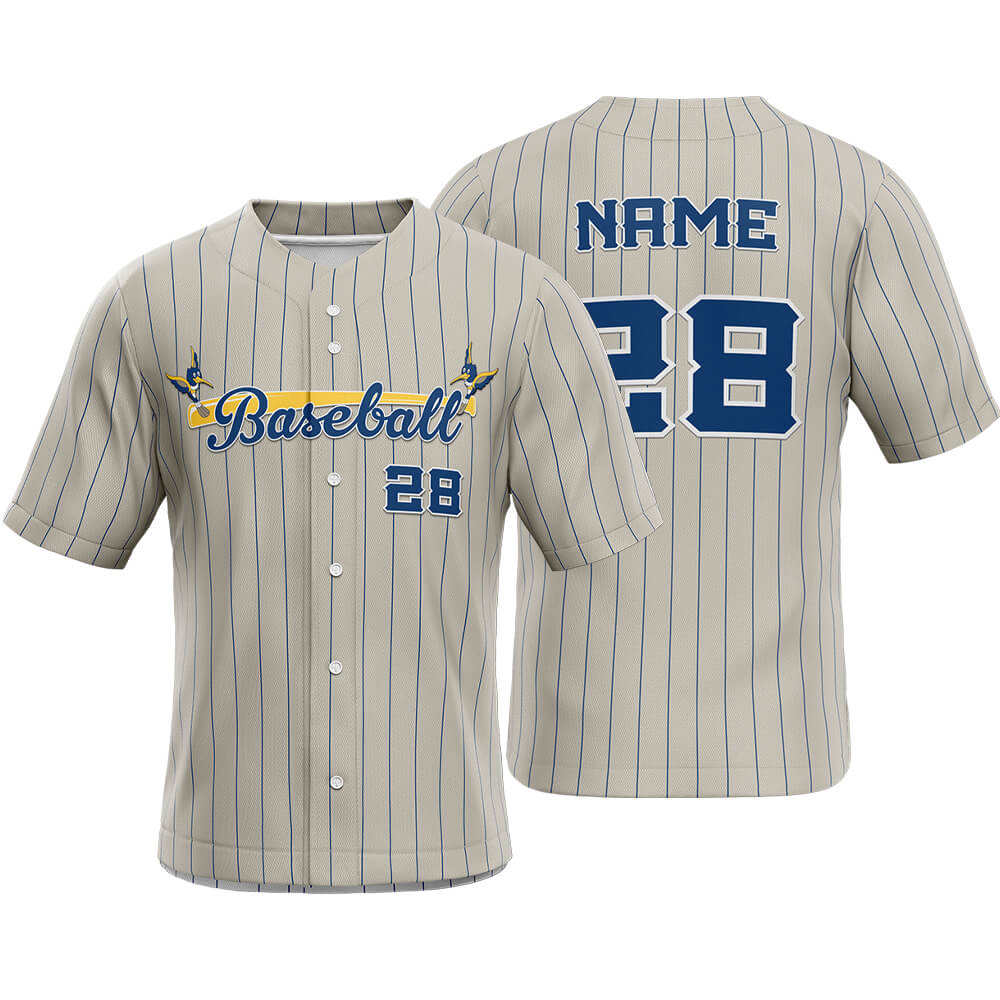 Grey Pinstripe Custom Classic Full Button Baseball Jersey