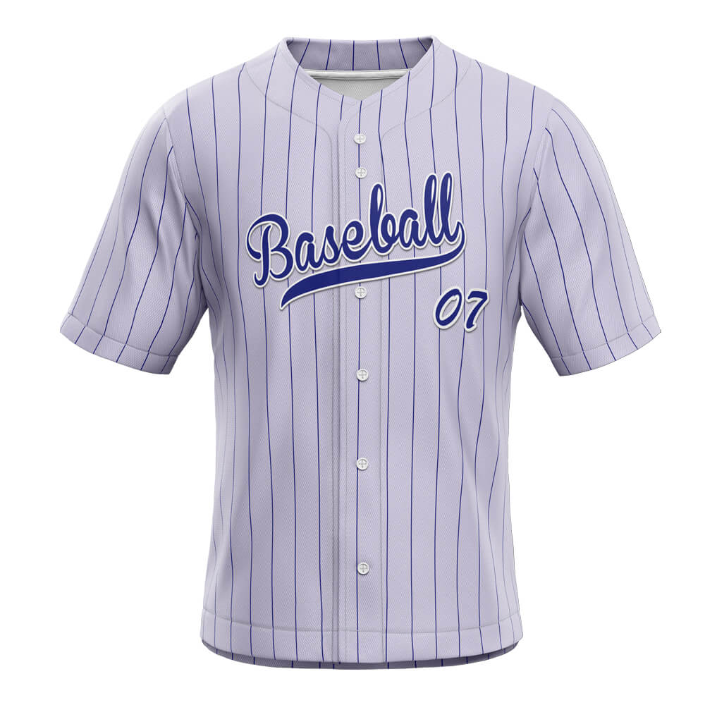 Purple Pinstripe Custom Full Button Baseball Jersey