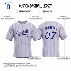 Purple Pinstripe Custom Full Button Baseball Jersey