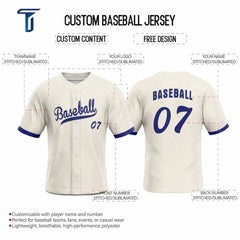 Off-white Vintage Custom Full Button Baseball Jersey