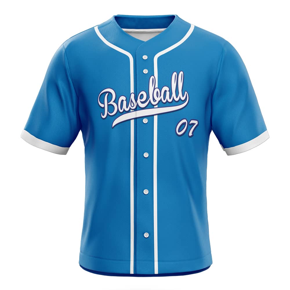 Blue Custom Classic Full Button Baseball Jersey