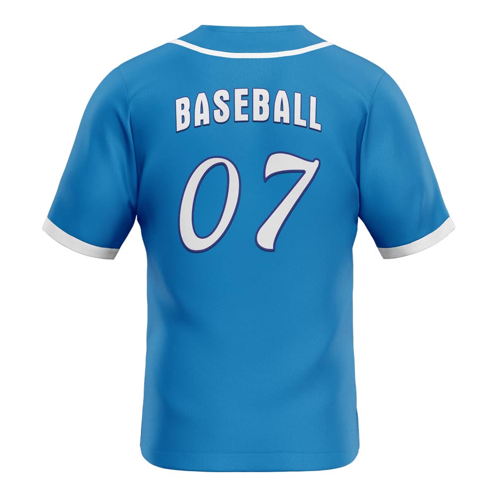 Blue Custom Classic Full Button Baseball Jersey