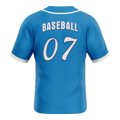 Blue Custom Classic Full Button Baseball Jersey