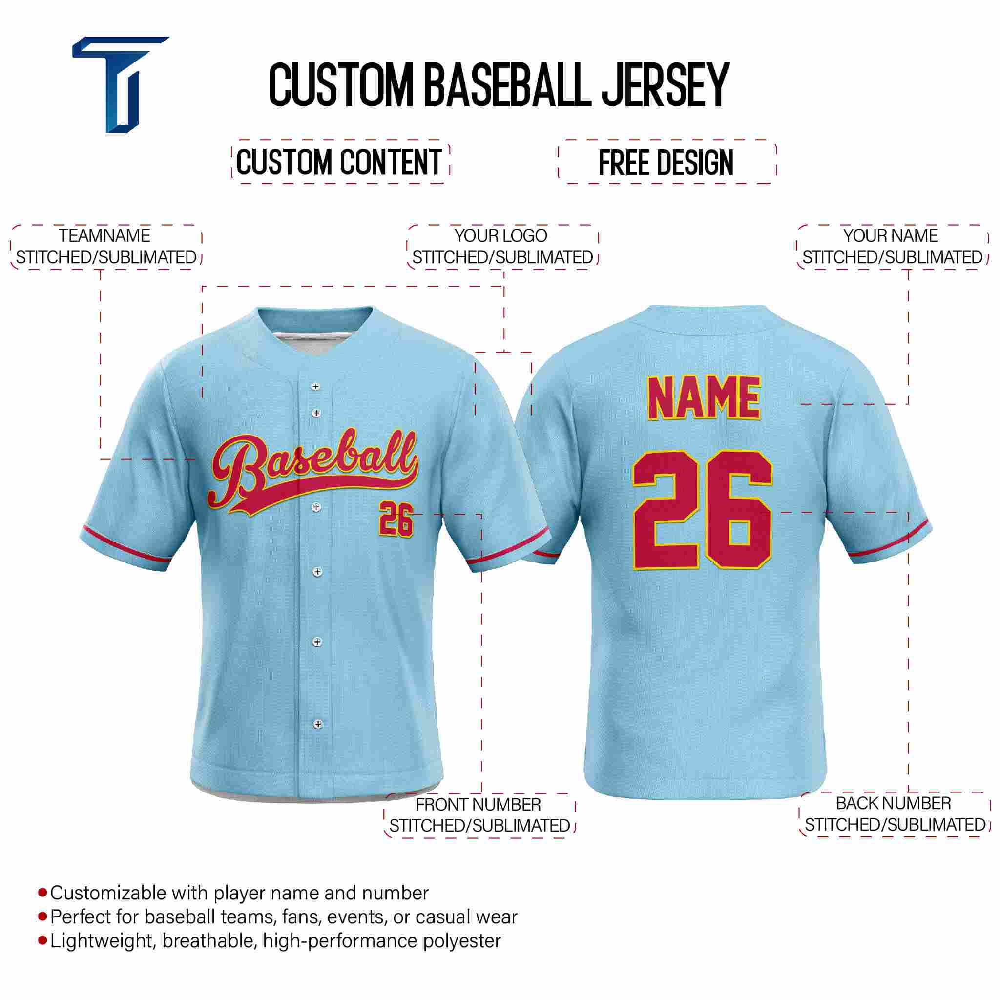 Throwback Custom Classic Full Button Baseball Jersey