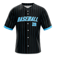 Black Pinstripe Custom Classic Full Button Baseball Jersey