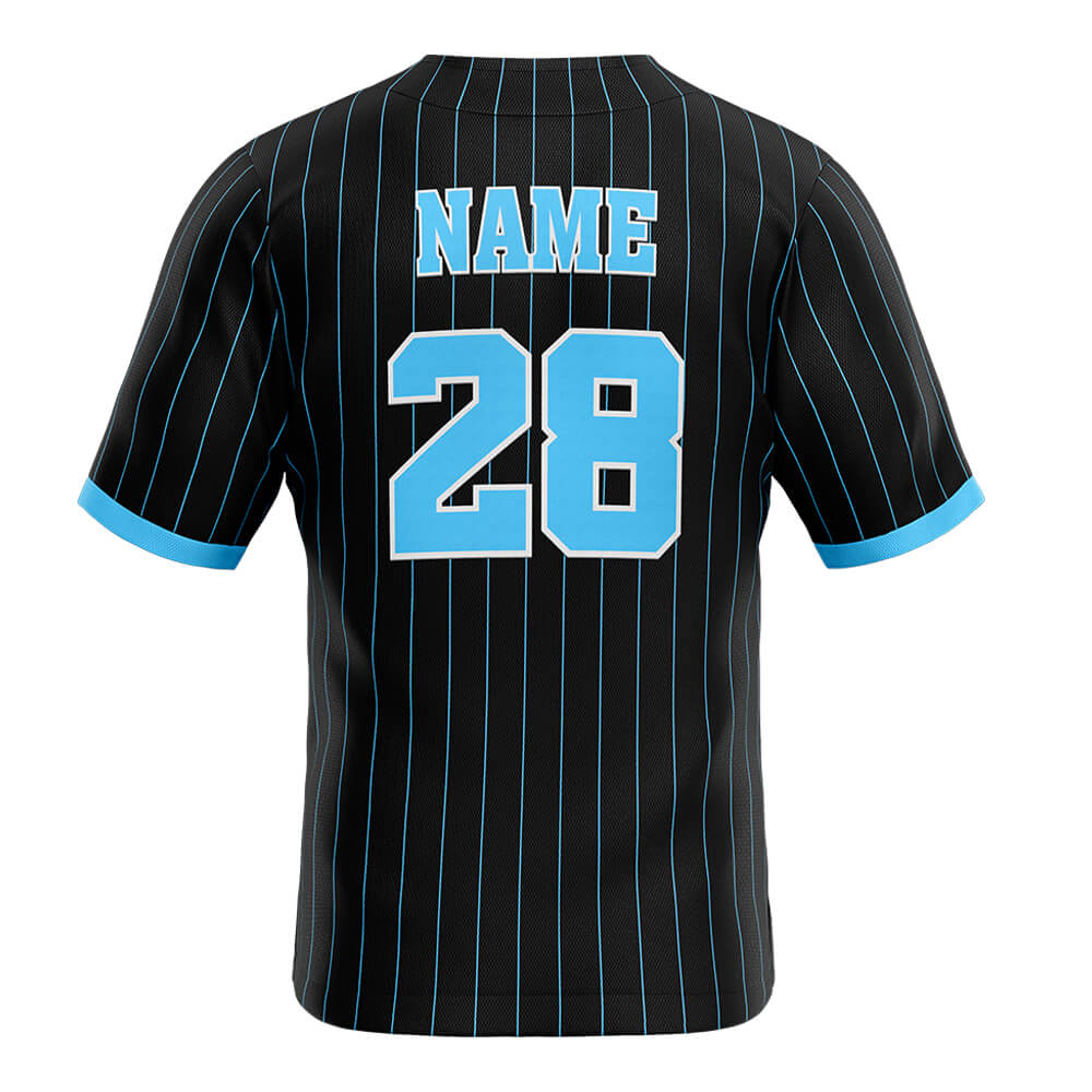 Black Pinstripe Custom Classic Full Button Baseball Jersey