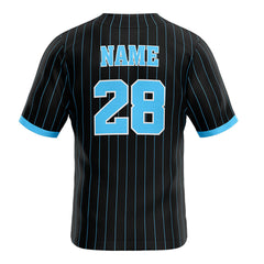 Black Pinstripe Custom Classic Full Button Baseball Jersey