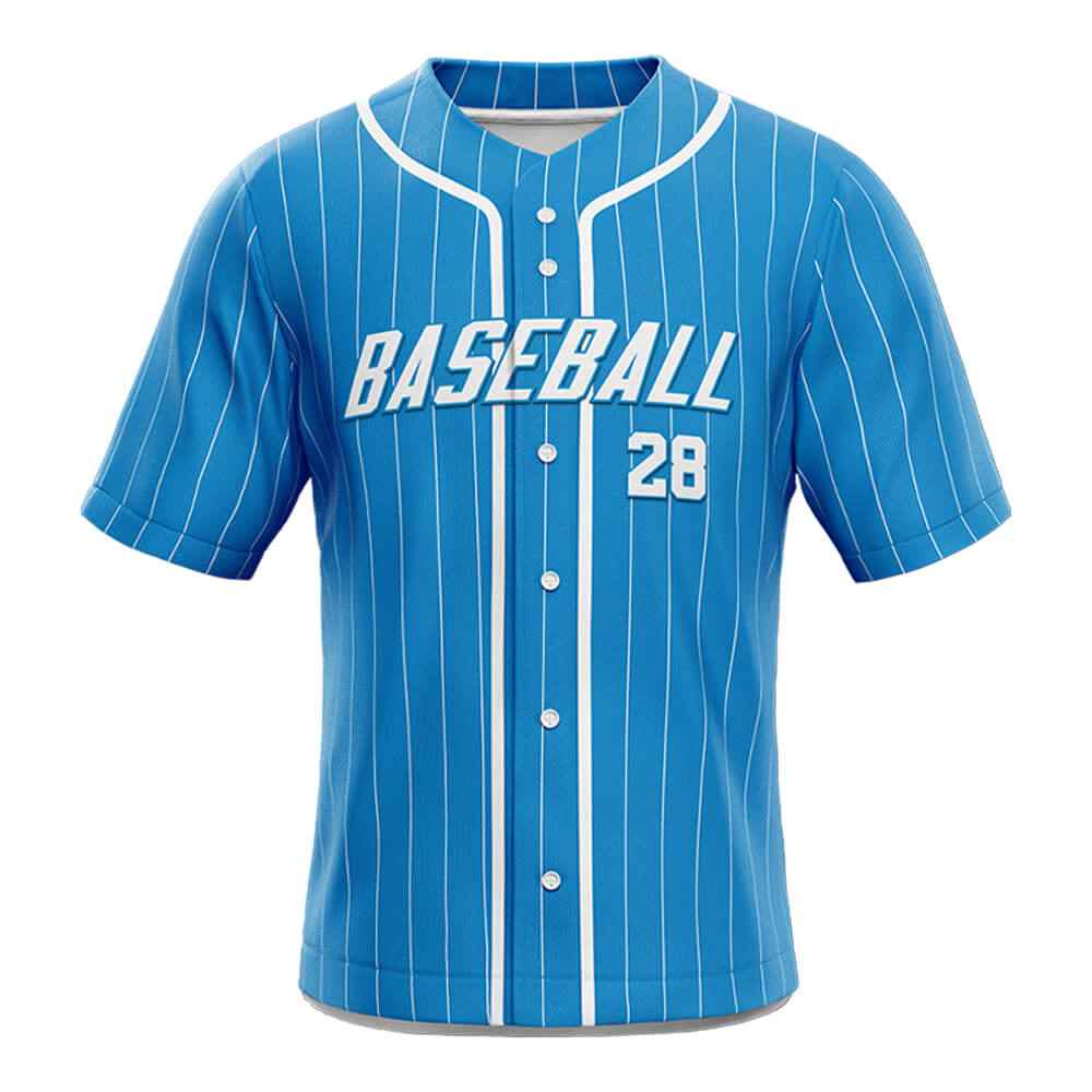 Blue Pinstripe Custom Classic Full Button Baseball Jersey