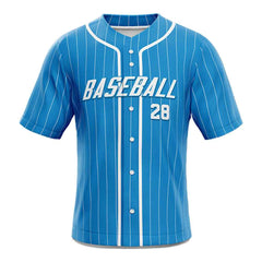 Blue Pinstripe Custom Classic Full Button Baseball Jersey