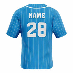 Blue Pinstripe Custom Classic Full Button Baseball Jersey