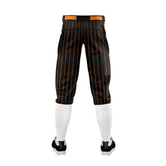 Custom Black Orange Pinestripe Stretch Practice Knickers Baseball Pants