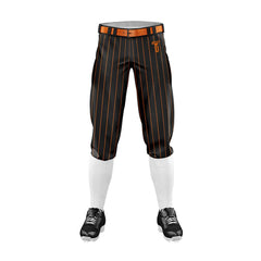 Custom Black Orange Pinestripe Stretch Practice Knickers Baseball Pants