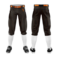 Custom Black Orange Pinestripe Stretch Practice Knickers Baseball Pants
