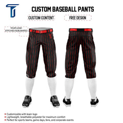 Custom Black Orange Pinestripe Stretch Practice Knickers Baseball Pants