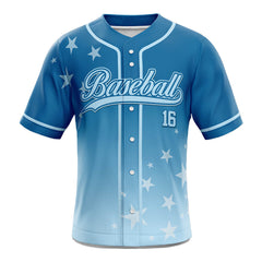 Stars Blue Custom Full Button Baseball Jersey