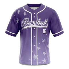 Stars Purple Custom Full Button Baseball Jersey