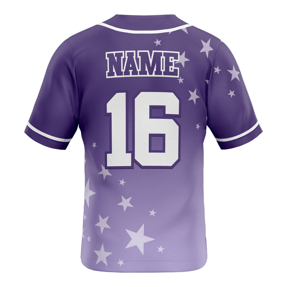 Stars Purple Custom Full Button Baseball Jersey