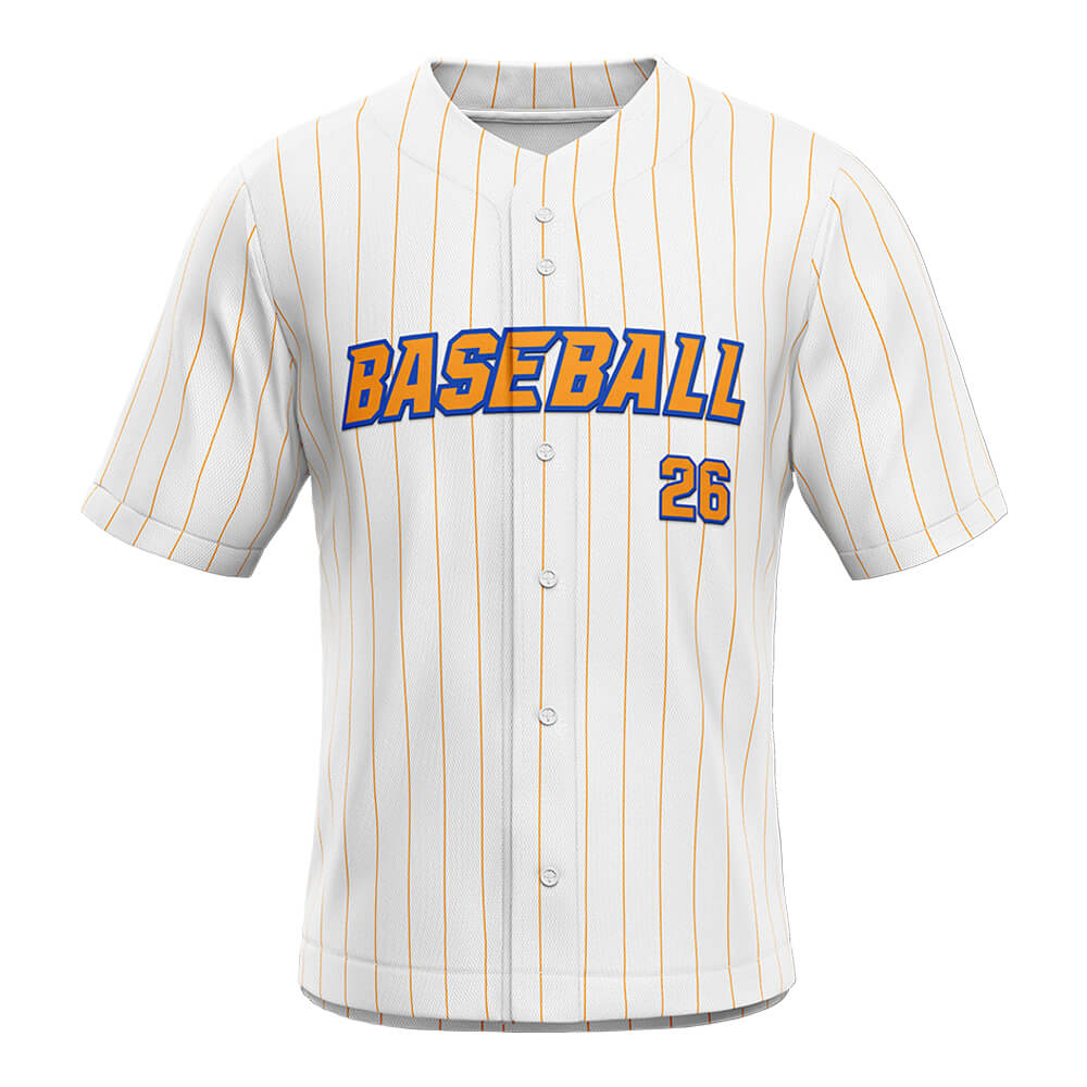 White Pinstripe Custom Classic Full Button Baseball Jersey