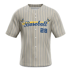 Grey Pinstripe Custom Classic Full Button Baseball Jersey