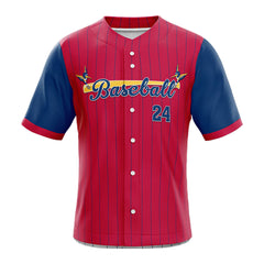 Colorblock Pinstripe Custom Classic Full Button Baseball Jersey