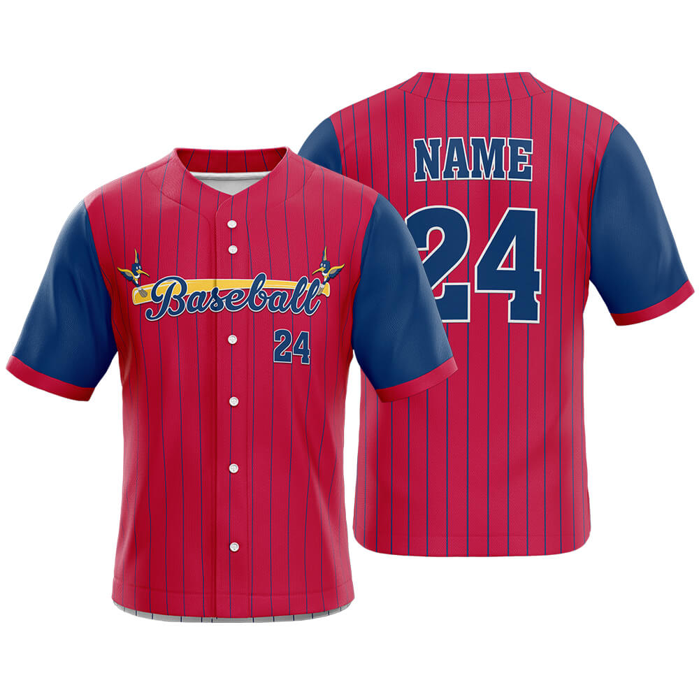 Colorblock Pinstripe Custom Classic Full Button Baseball Jersey