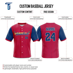 Colorblock Pinstripe Custom Classic Full Button Baseball Jersey