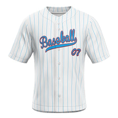 White Pinstripe Custom Classic Full Button Baseball Jersey