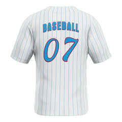 White Pinstripe Custom Classic Full Button Baseball Jersey