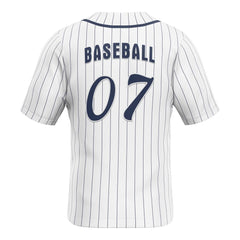 Grey-Blue Pinstripe Custom Full Button Baseball Jersey