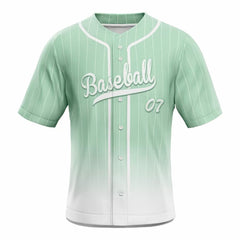 Celadon Gradient Pinstripe Custom Full Button Baseball Jersey