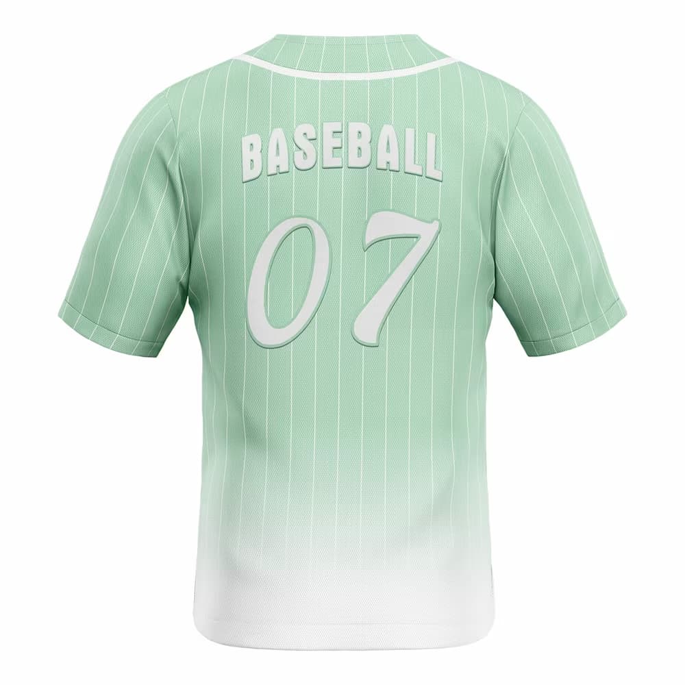 Celadon Gradient Pinstripe Custom Full Button Baseball Jersey