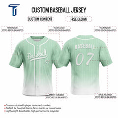 Celadon Gradient Pinstripe Custom Full Button Baseball Jersey