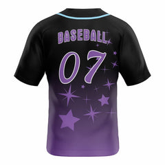 Dark-Purple Stars Custom Full Button Baseball Jersey