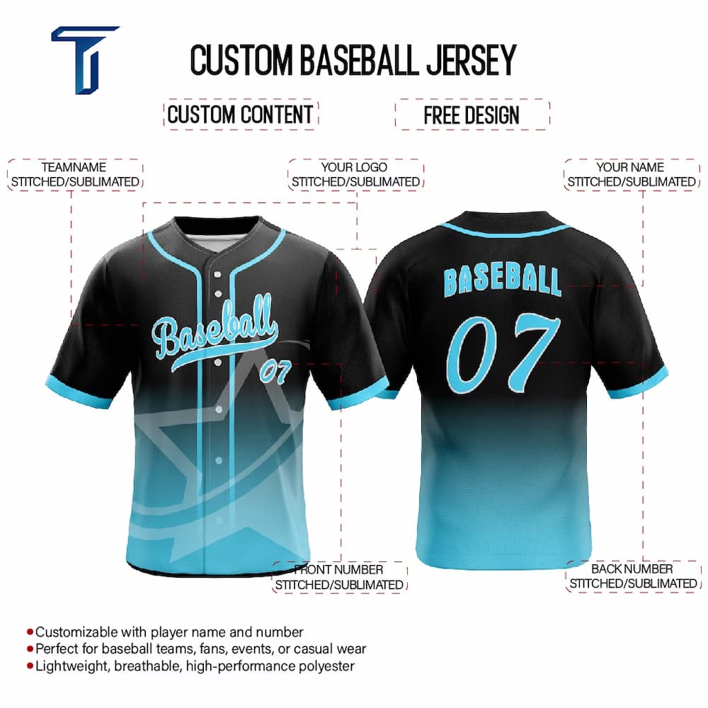 Big Star Custom Full Button Baseball Jersey