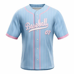 Maya Blue Pinstripe Custom Full Button Baseball Jersey
