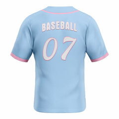 Maya Blue Pinstripe Custom Full Button Baseball Jersey