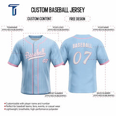 Maya Blue Pinstripe Custom Full Button Baseball Jersey