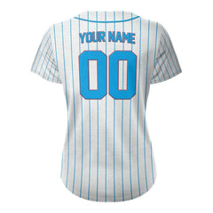 Manganese Blue Pinstripe Custom Full Button Baseball Jersey for Women