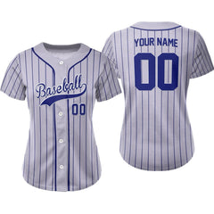Lavender Pinstripe Custom Full Button Baseball Jersey for Women