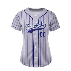Lavender Pinstripe Custom Full Button Baseball Jersey for Women