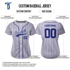 Lavender Pinstripe Custom Full Button Baseball Jersey for Women