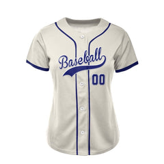 Cream Custom Classic Full Button Baseball Jersey for Women
